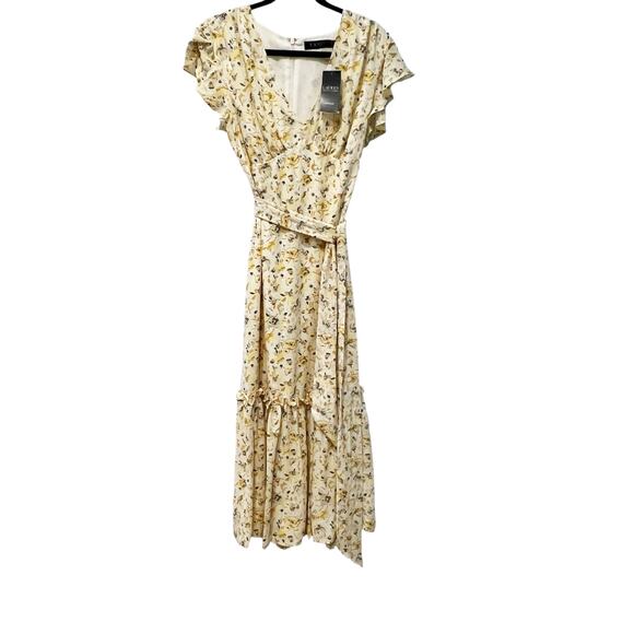Lauren Ralph Lauren Women's Floral Georgette Flutter-Sleeve Dress Size 6 NWT - Picture 7 of 12